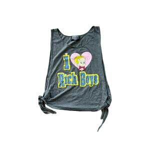Womans RICHIE RICH I Love Rich Boys Gray Tank Top Open Sides with Tie Bottom LRG